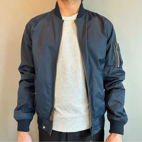 J Crew Wallace & Barnes Men's Navy Bomber Jacket - Picture 1 of 4